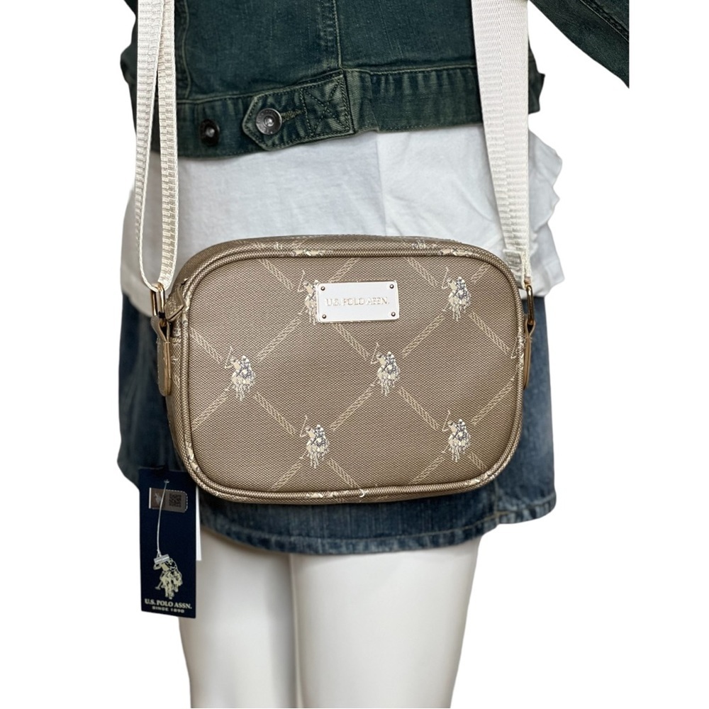 Polo Womens shoulder Bag brown Crossbody almond Beige charm Khaki logo preppy